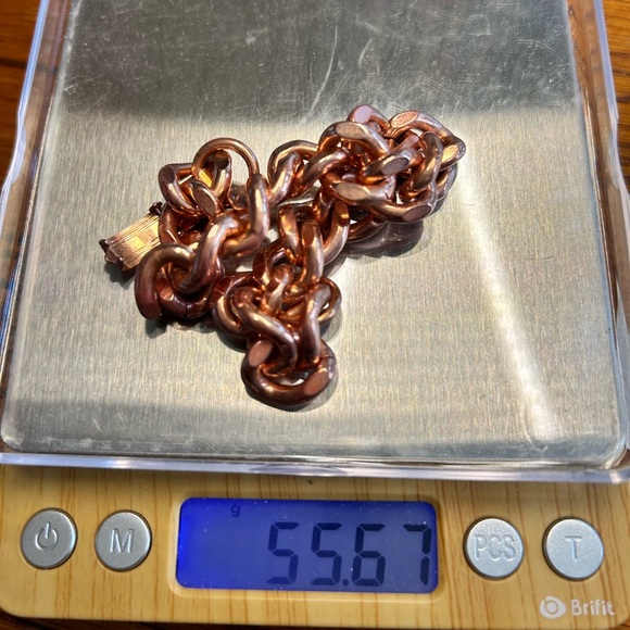 Men’s Unisex Large Heavy Copper Cuban Curb Chain Bracelet 8” 12mm Wide Health - Picture 6 of 6